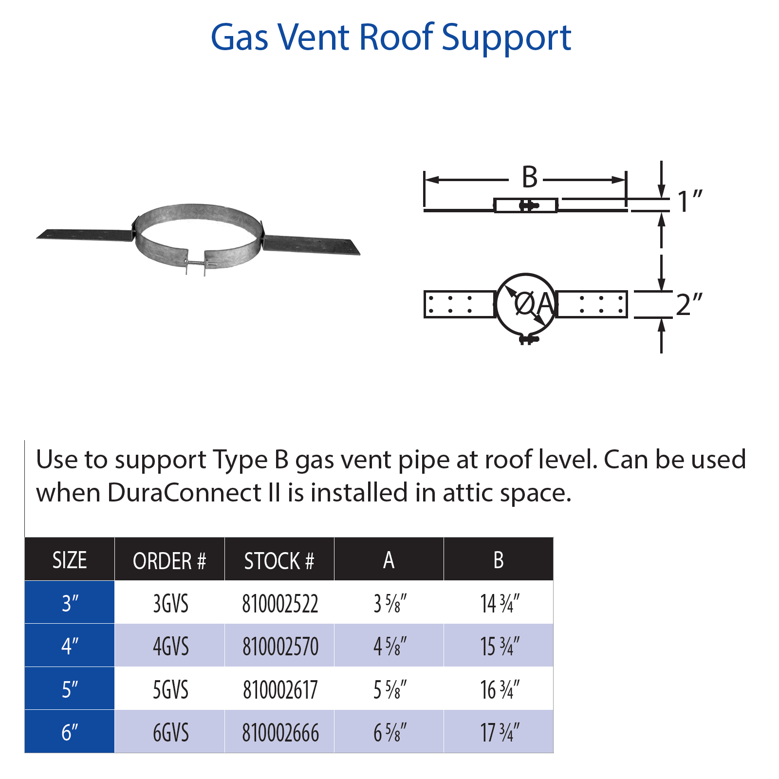 DuraVent Type B Gas Vent Roof Support | 6GVS
