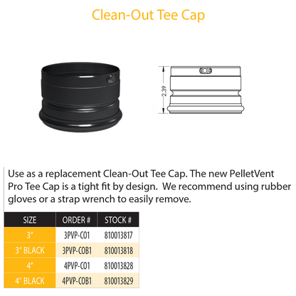 DuraVent Pellet Vent Pro Clean-Out Tee Cap (black) | 3PVP-COB1