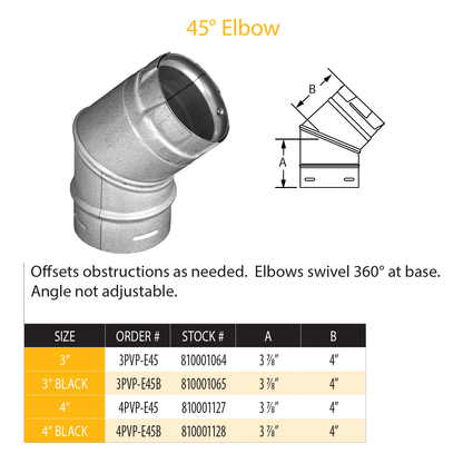 DuraVent Pellet Vent Pro 45 Degree Elbow | 4PVP-E45