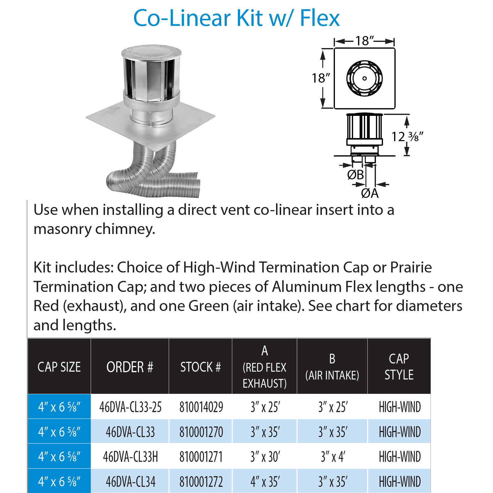 DuraVent DirectVent Pro Co-Linear Flex Kit | 46DVA-CL33H