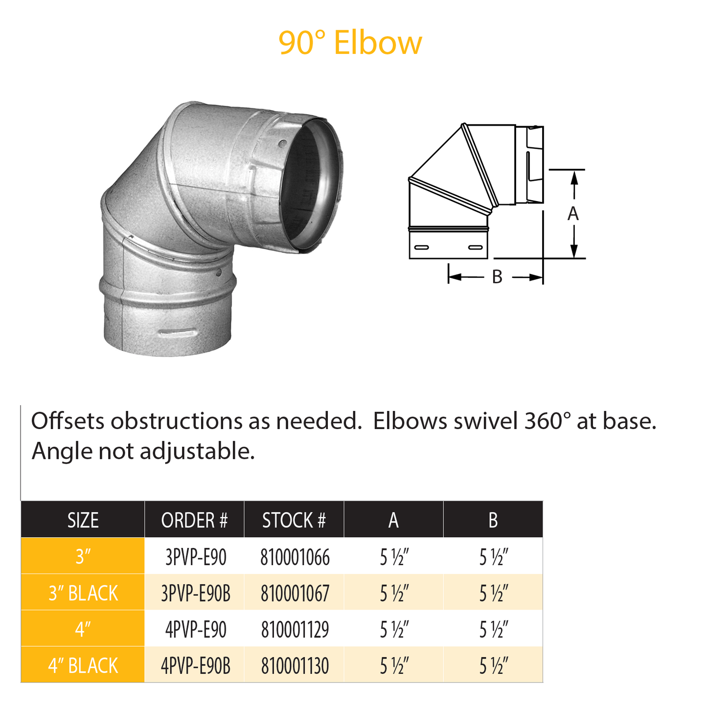 DuraVent Pellet Vent Pro 90 Degree Elbow | 4PVP-E90
