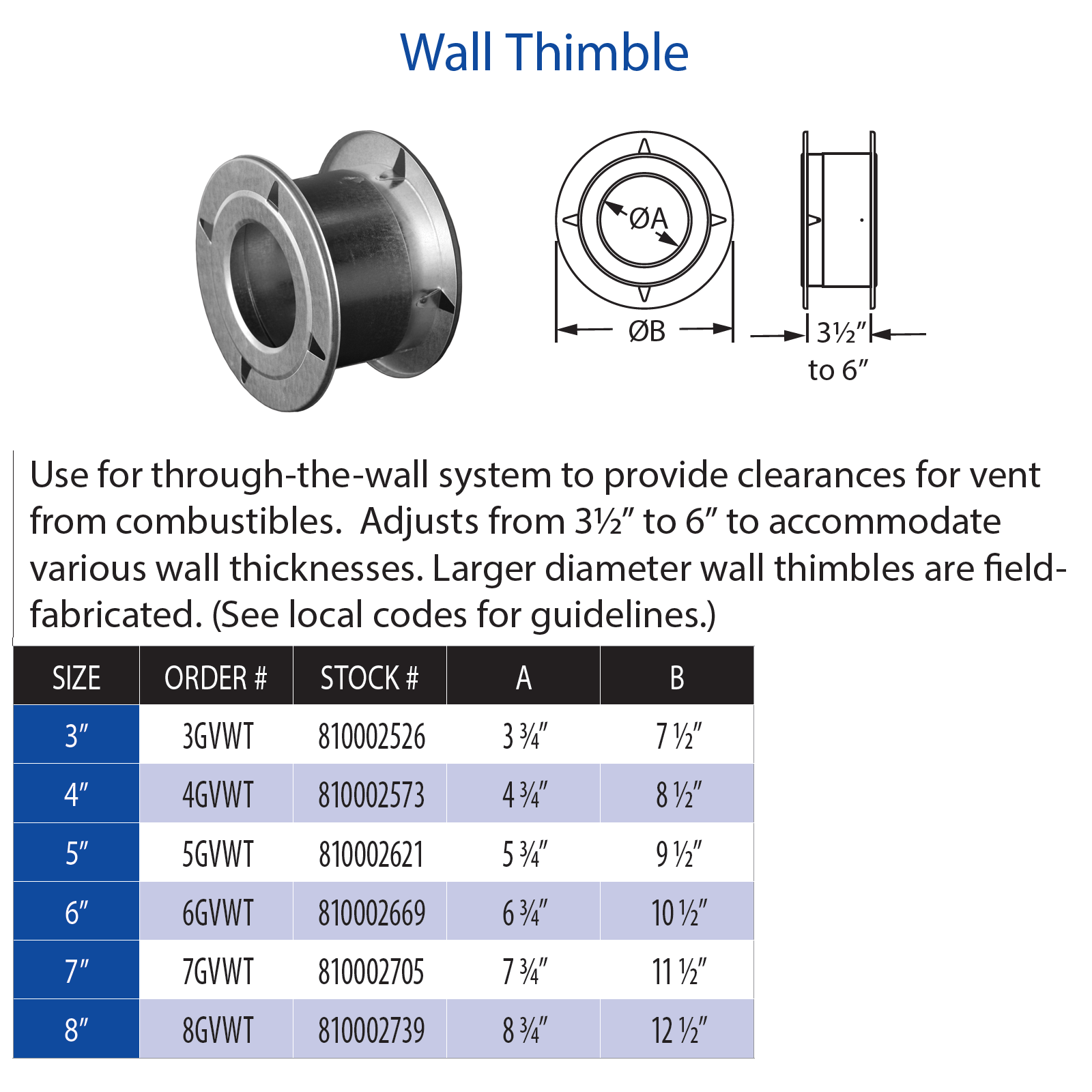 DuraVent 6DT-WT DuraTech Wall Thimble - 6