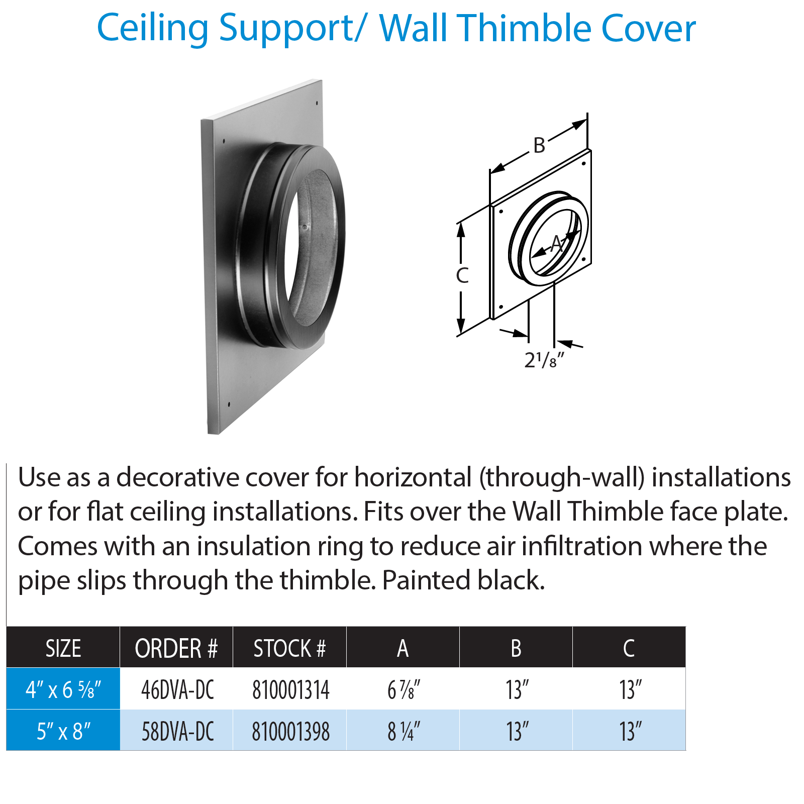 DuraVent DVP Ceiling Support/Wall Thimble Cover | 58DVA-DC