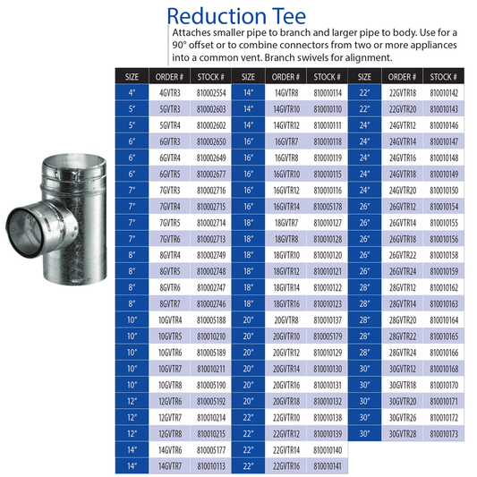 DuraVent Type B Increaser Tee 6" x 3" | 6GVTR3