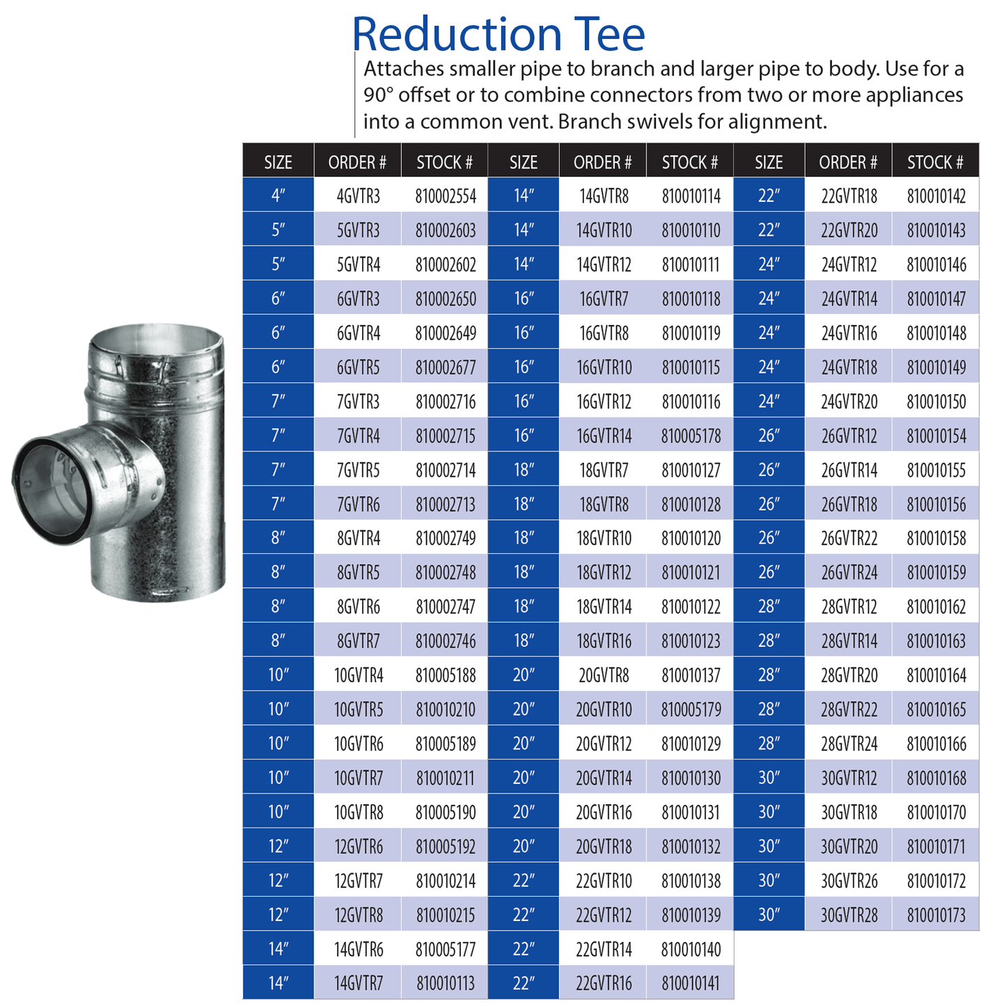 DuraVent Type B Increaser Tee 4" x 3" | 4GVTR3