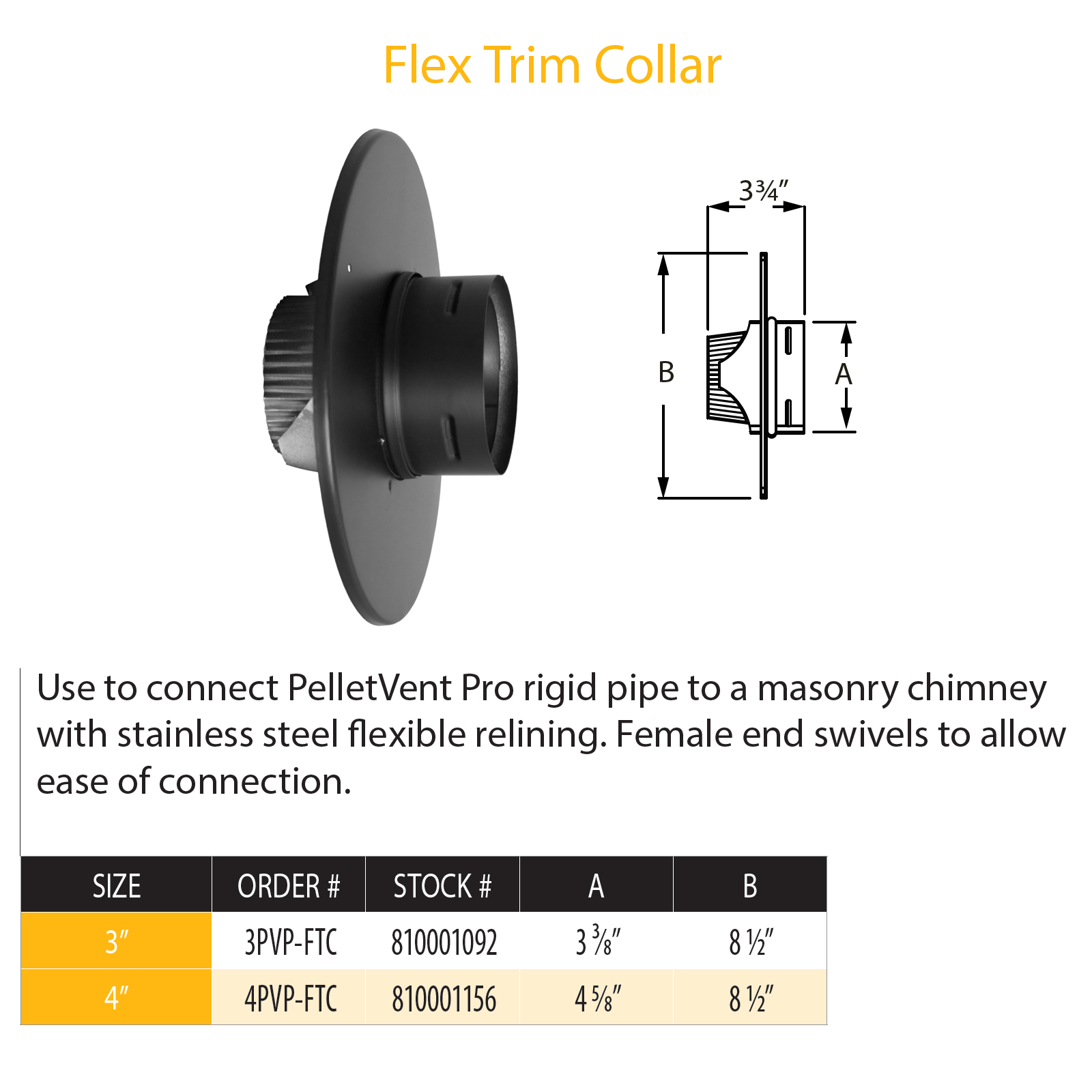 DuraVent Pellet Vent Pro Flex Trim Collar | 4PVP-FTC