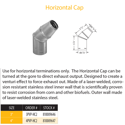 DuraVent Pellet Vent Pro Horizontal Cap w/ Tapered end | 3PVP-HC2