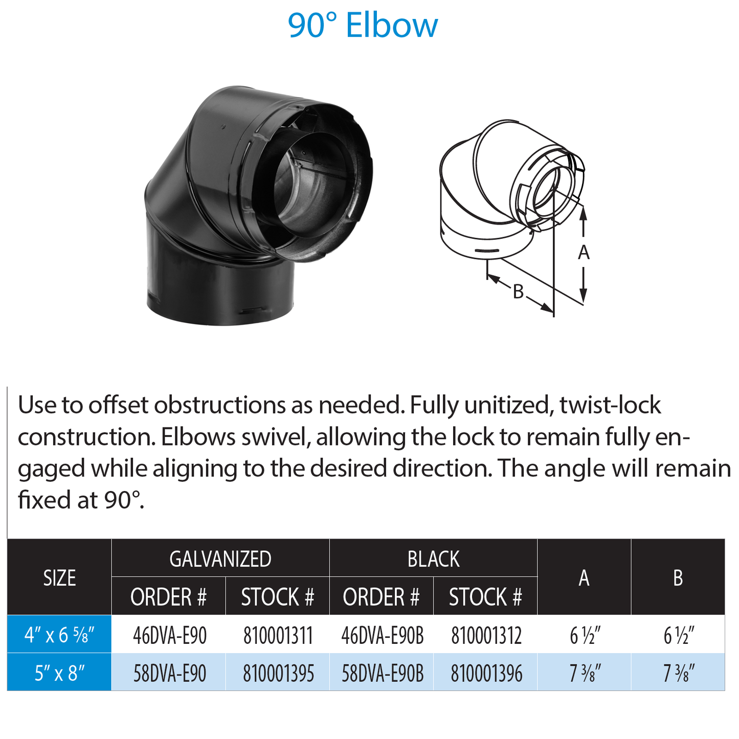 DuraVent DirectVent Pro Elbow - Black | 46DVA-E90B