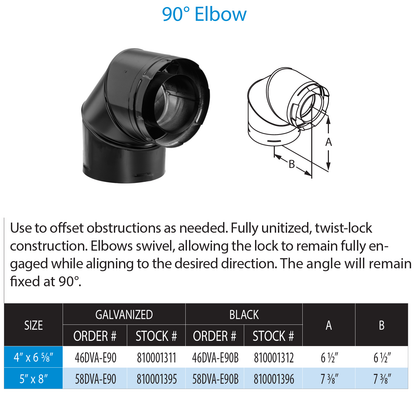 DuraVent DirectVent Pro Elbow - Black | 46DVA-E90B