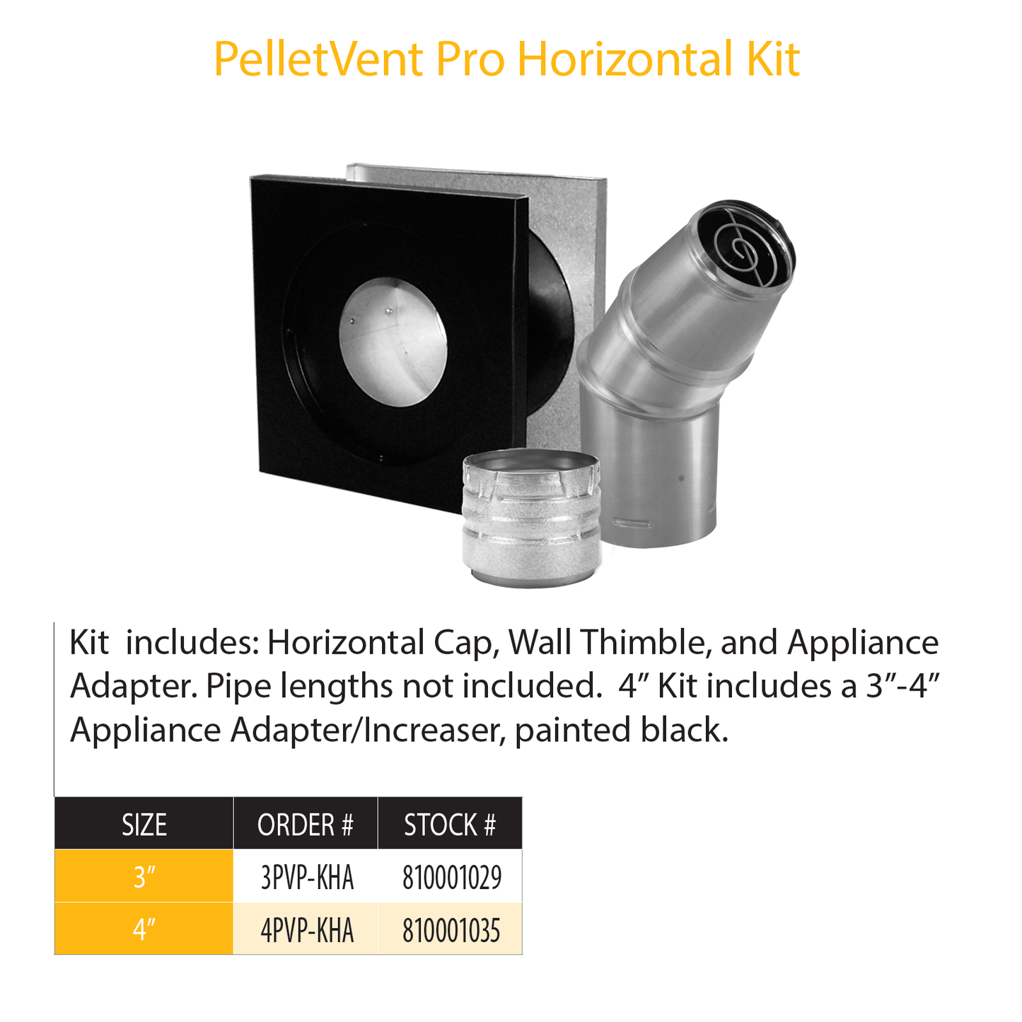 DuraVent Pellet Vent Pro 3" Horizontal Kit 3PVPKHA North Country Fire