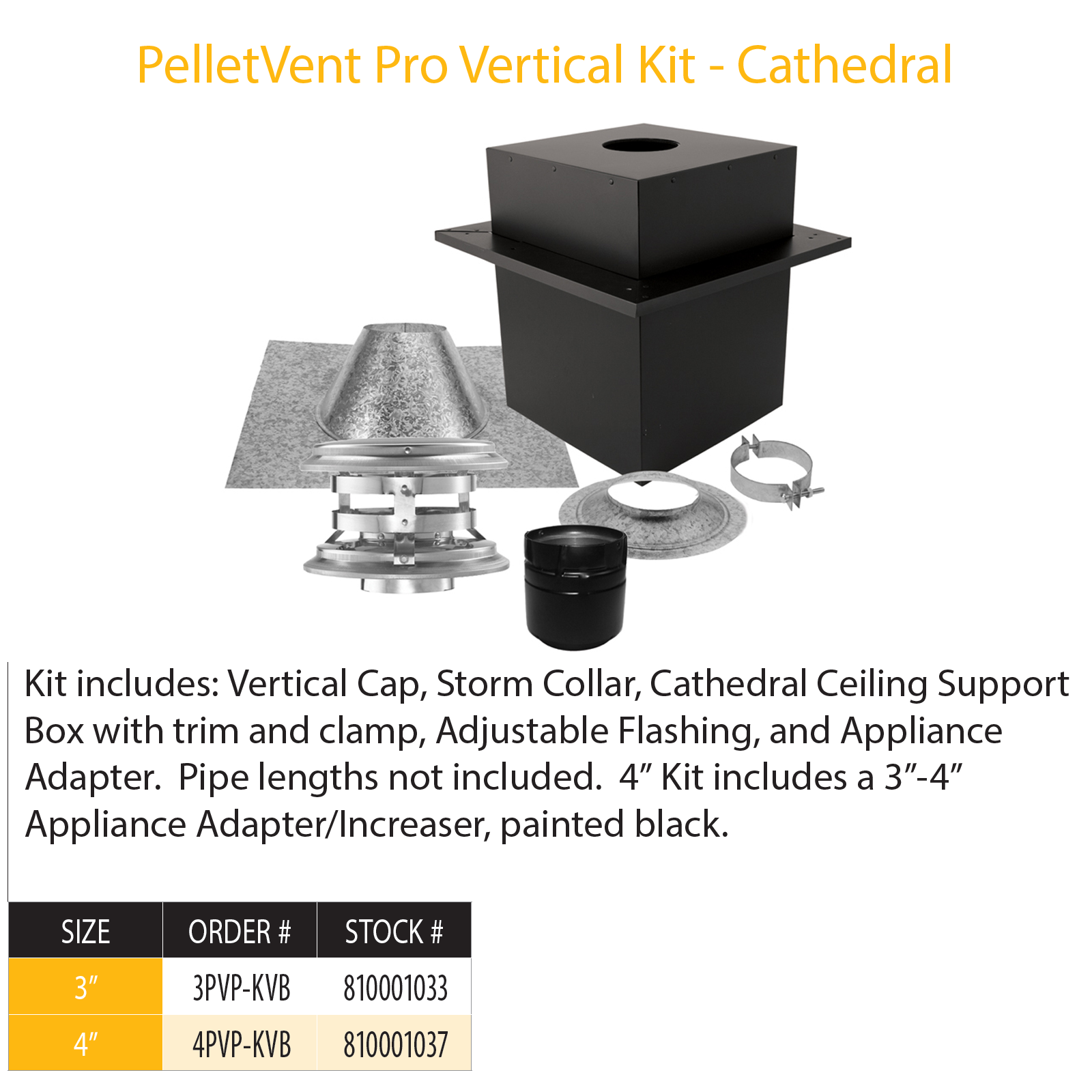 DuraVent Pellet Vent Pro 3" Vertical Kit - Cathedral | 3PVP-KVB