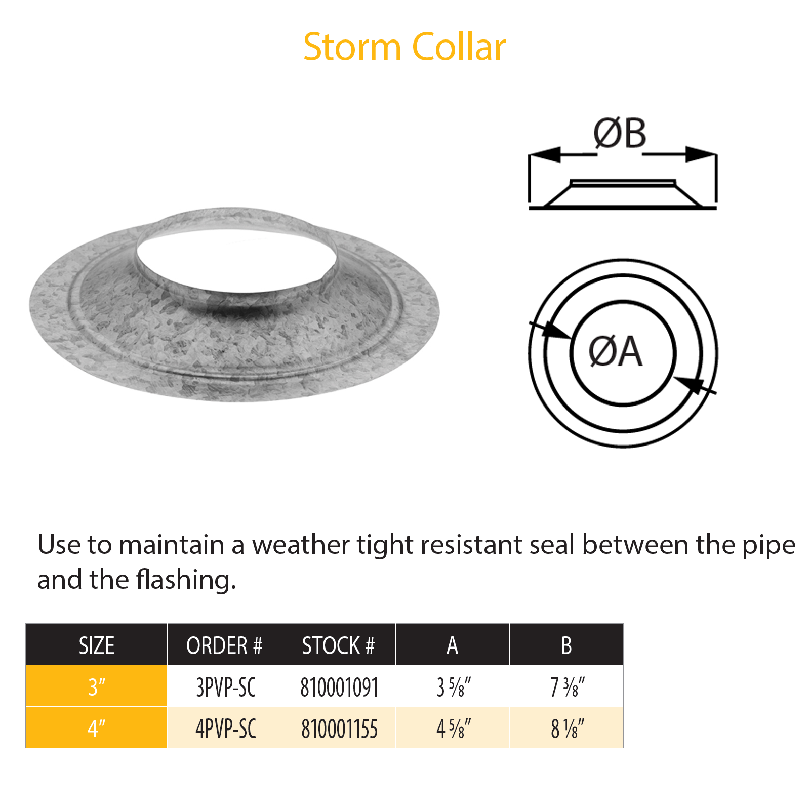 DuraVent Pellet Vent Pro Storm Collar | 3PVP-SC