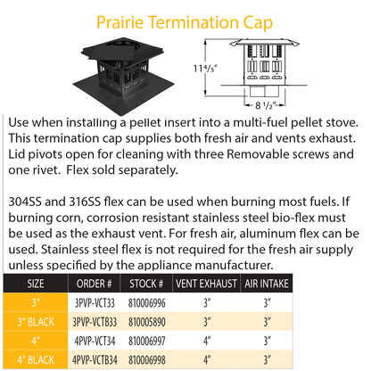 DuraVent PVP 4" Prairie Termination Cap Black | 4PVP-VCTB34