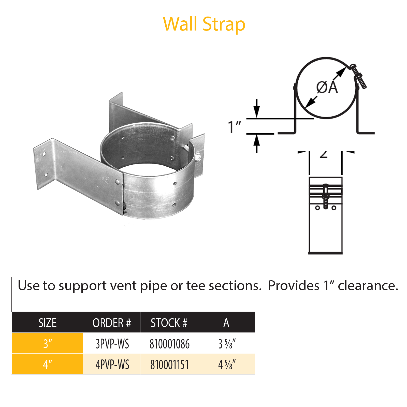 DuraVent Pellet Vent Pro Wall Strap | 4PVP-WS