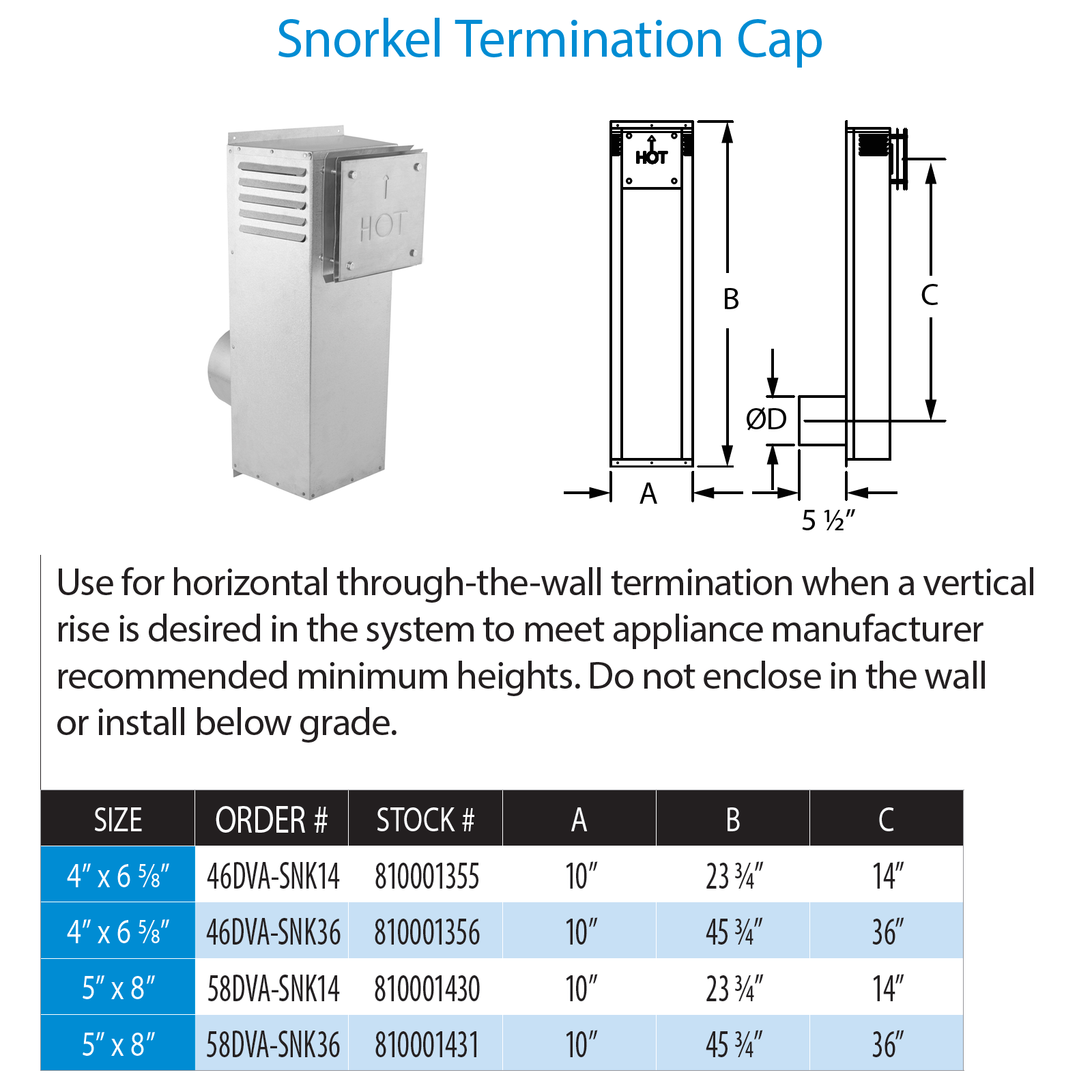 DuraVent DVP 14 Inch Snorkel Termination Cap | 46DVA-SNK14