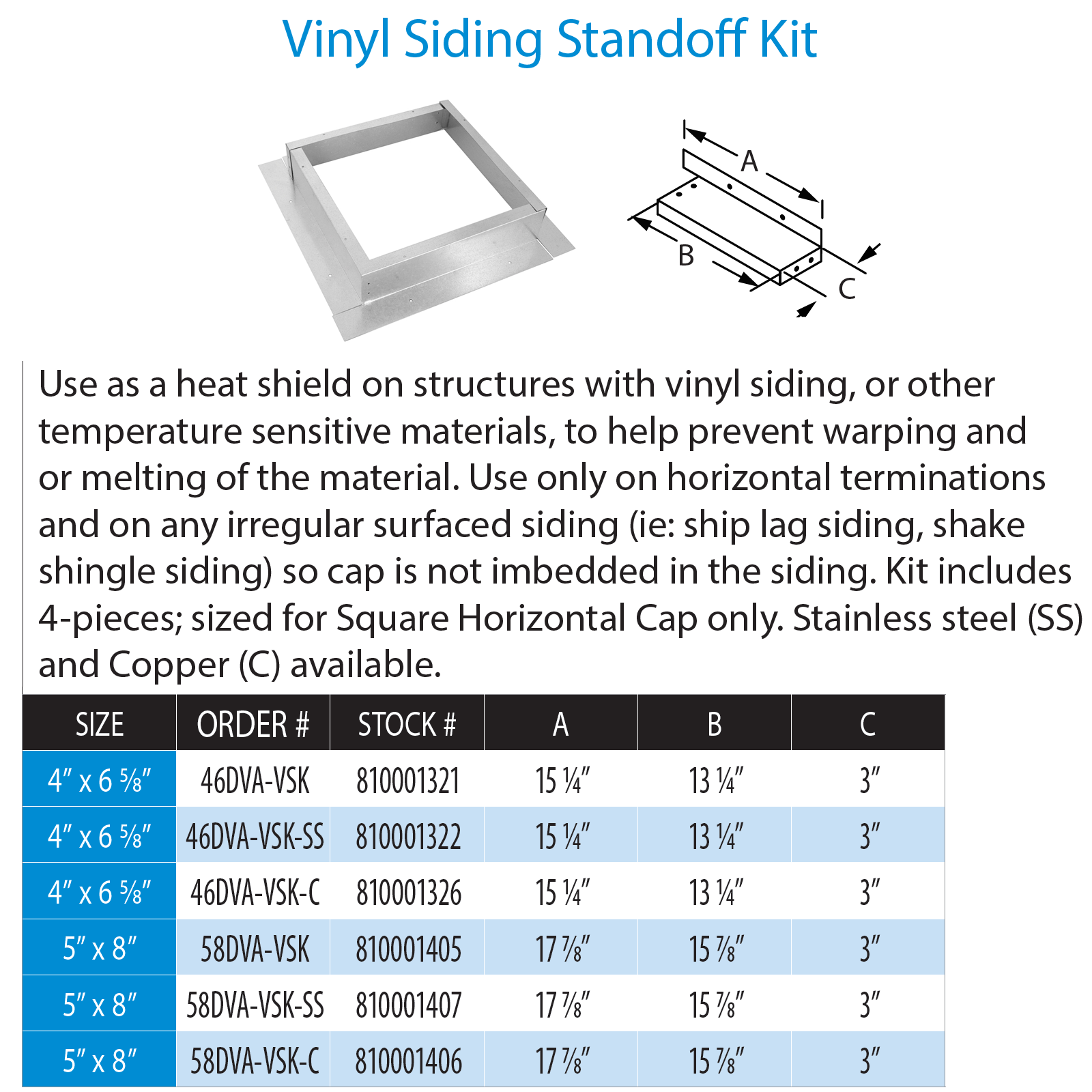 DuraVent DirectVent Pro Vinyl Siding Standoff Kit | 58DVA-VSK