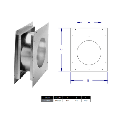 DuraVent DirectVent Pro Wall Thimble Direct Vent Pipe For Gas Fireplaces & Gas Stoves - 58DVA-WT3