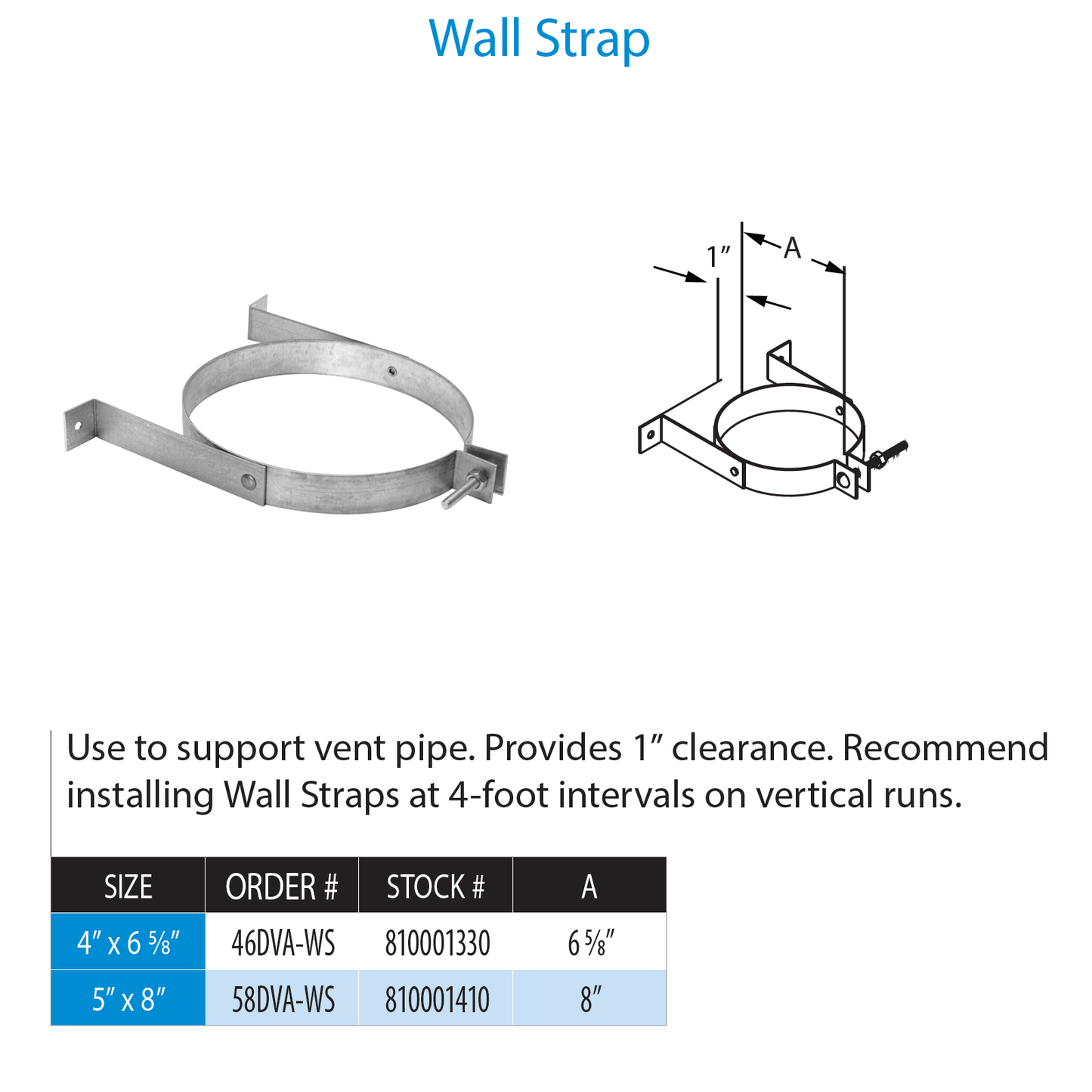 DuraVent DirectVent Pro Wall Strap | 58DVA-WS
