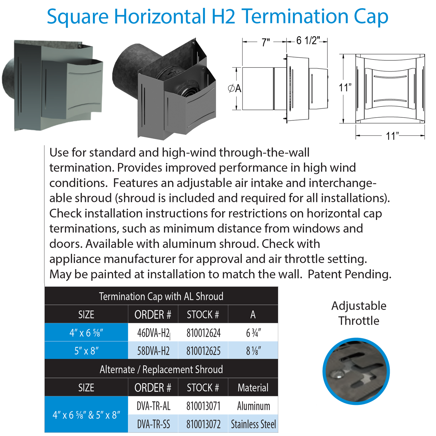DuraVent Direct Vent Pro 5X8 DVA Horizontal Cap V2 | 58DVA-H2