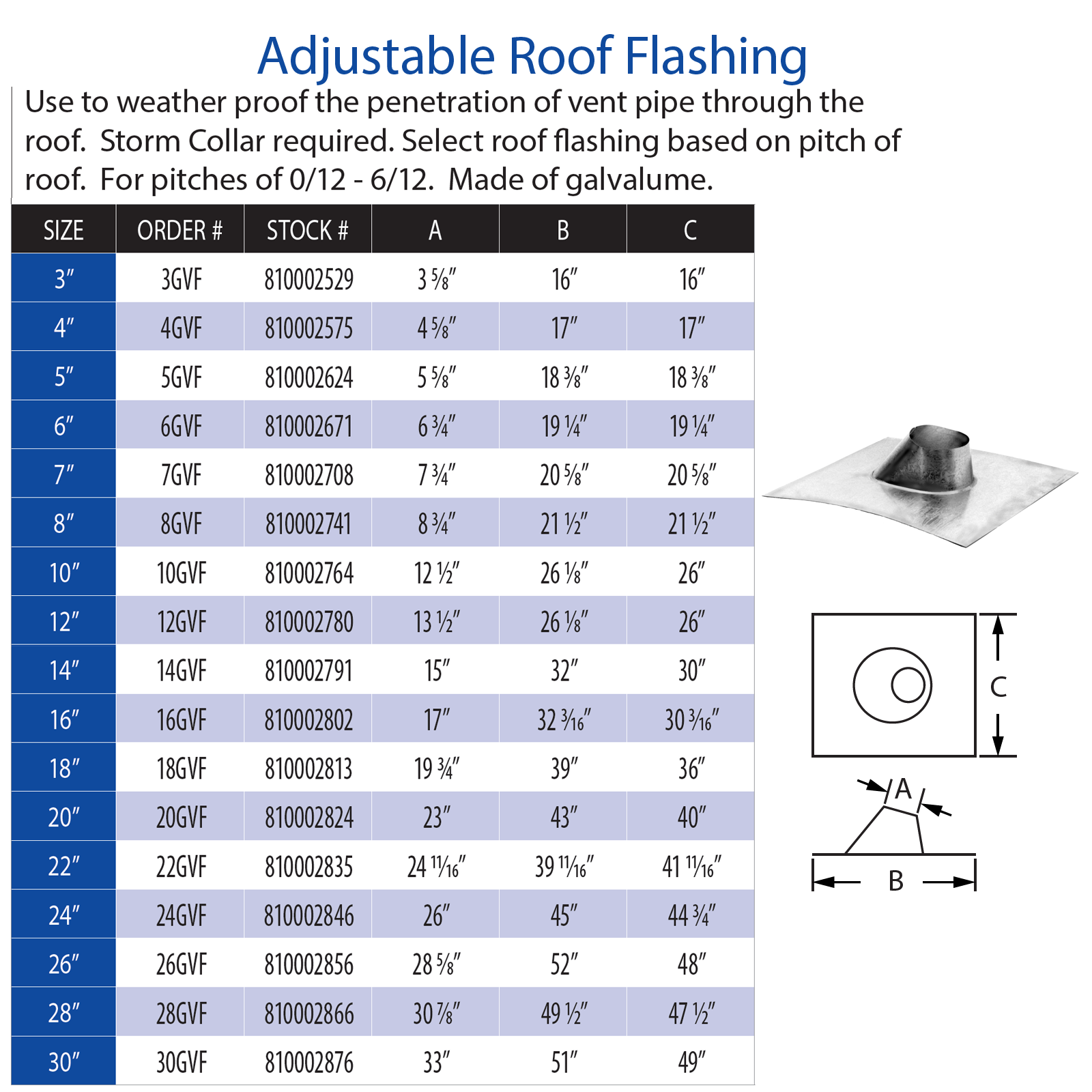 DuraVent Type B Adjustable Roof Flashing | 4GVF