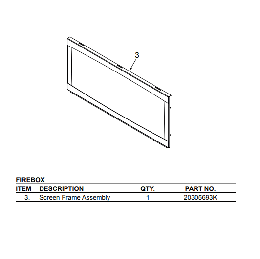 Monessen Artisan Screen Frame Assembly for AVFL42 | 20305693K