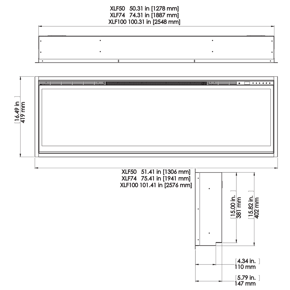 Dimplex IgniteXL 74-Inch Premium Built-In Linear Electric Fireplace With Integrated Heater Fan [XLF74] (SAK14736)