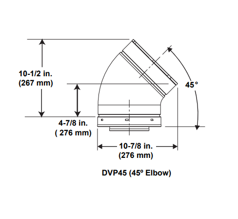 Majestic DVP 5"x 8" Direct Vent 45 Degree Elbow Venting Component | DVP45