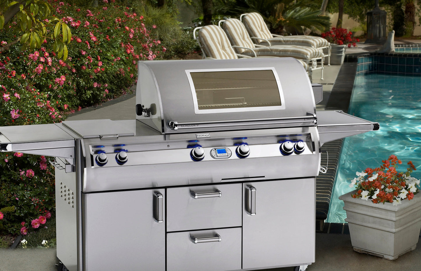 Firemagic 36 Inch Echelon Series Portable Grill with Analog Thermometer and Double Side Burner | E790s-8EAN-71 | 