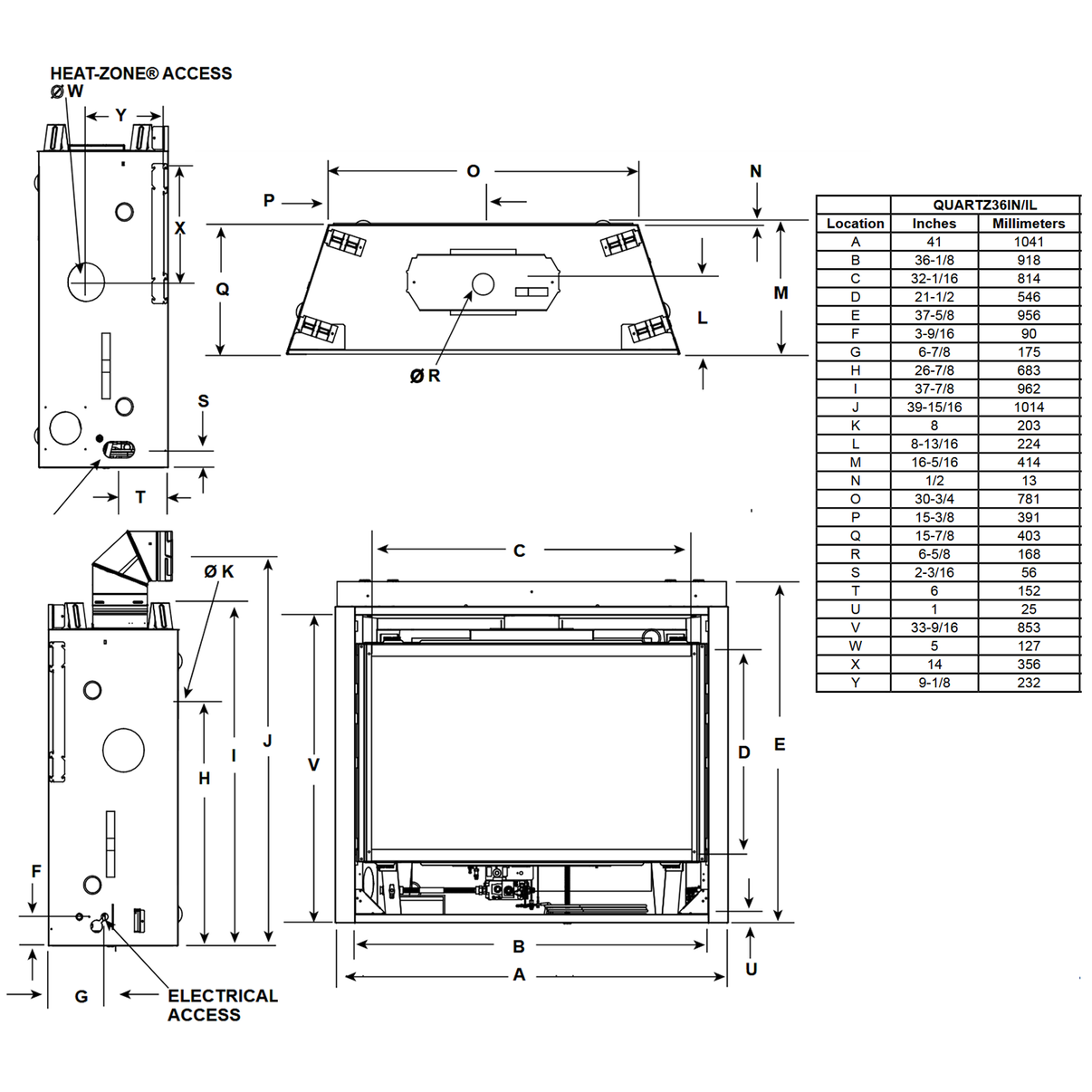 Majestic Quartz 36 Direct Vent Gas Fireplace QUARTZ36 North Country