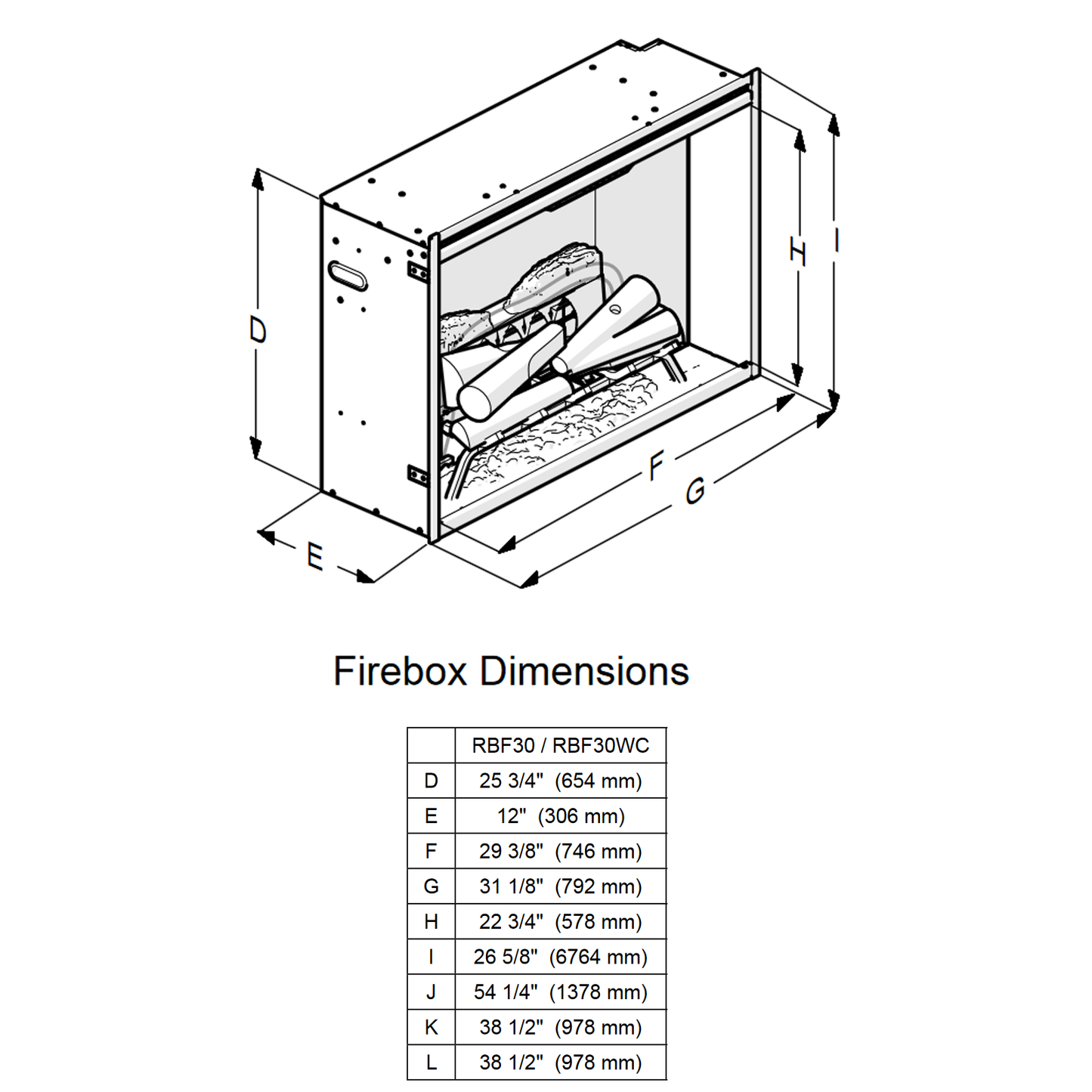 Dimplex 30" Revillusion Built In Electric Firebox | RBF30WC