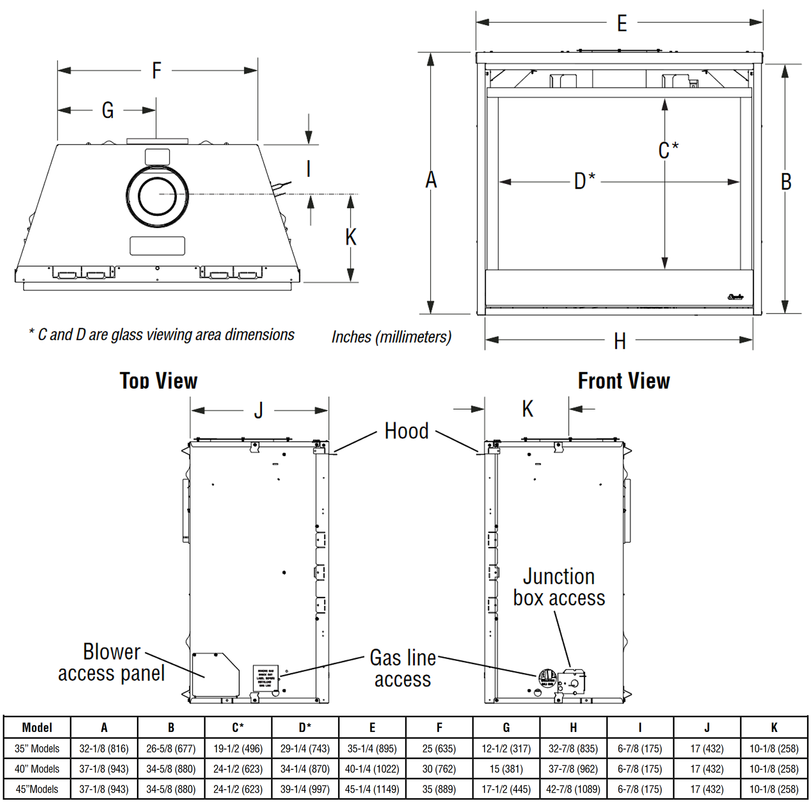 Superior 45 Inch Direct Vent Traditional Gas Fireplace | DRT3045