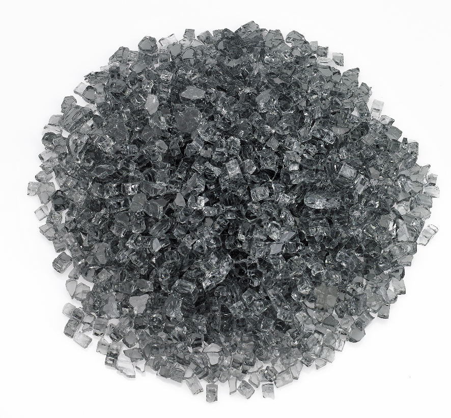 American Fire Glass Gray 1/4 Inch  Crushed Fire Glass 10 lbs - AFF-GRY-10