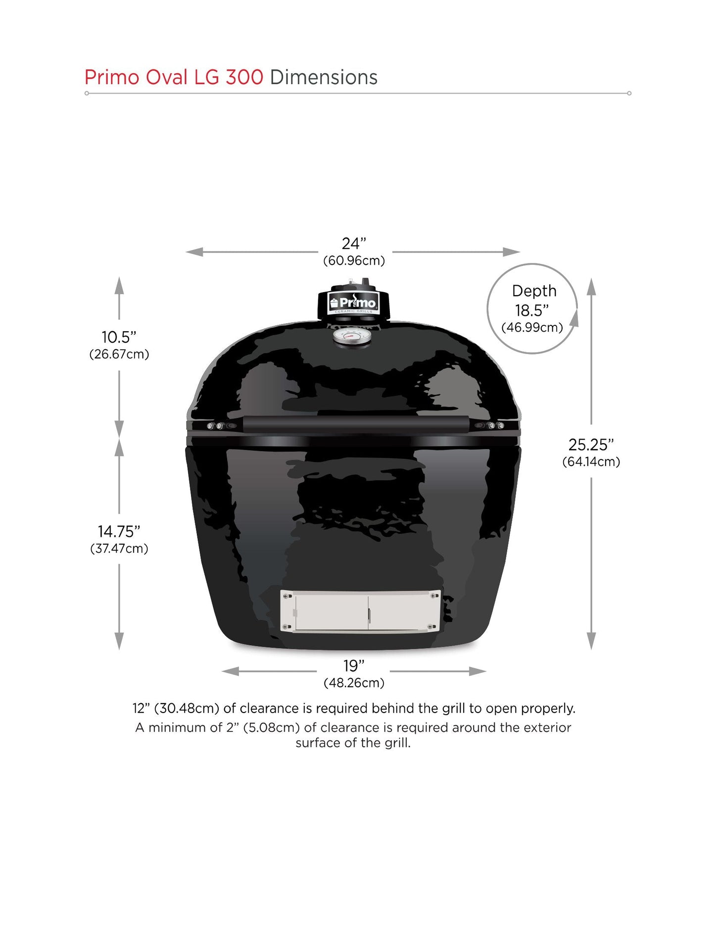 Primo Oval Large Charcoal All-In-One - PGCLGC