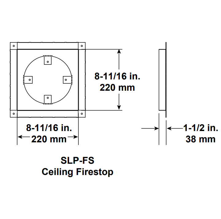 Majestic SLP 4"x 6-5/8" Ceiling Firestop Galvanized | SLP-FS
