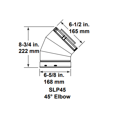 Majestic SLP 4"x 6-5/8" Direct Vent 45 Degree Elbow Galvanized | SLP45