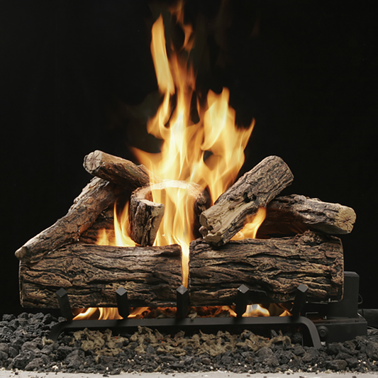 Kingsman 24 Inch Reversible Charred Split or Barked Oak Log Set Media Kit - VLOG24