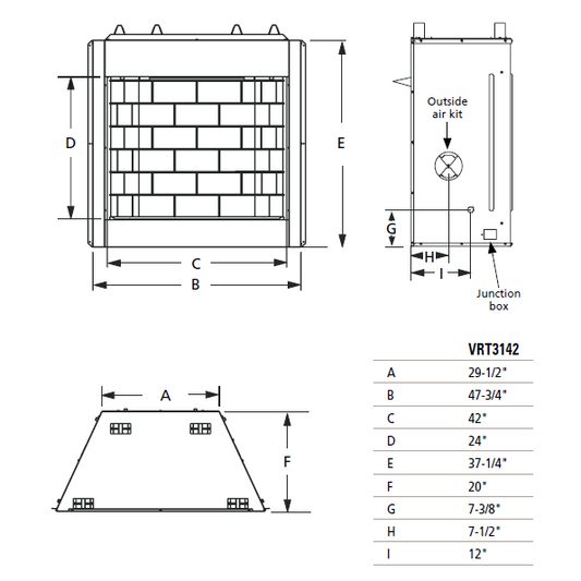 Superior 42 Inch Vent Free Gas Firebox | VRT3142