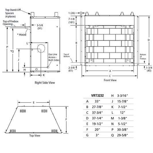 Superior 32 Inch Vent Free Gas Firebox - VRT3232